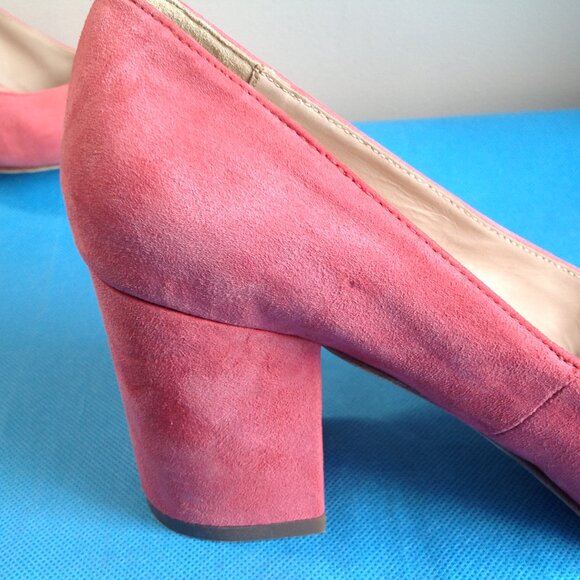Pour La Victoire Pink Suede Pointed Toe Val Block Heels Pumps 8 - Picture 4 of 15